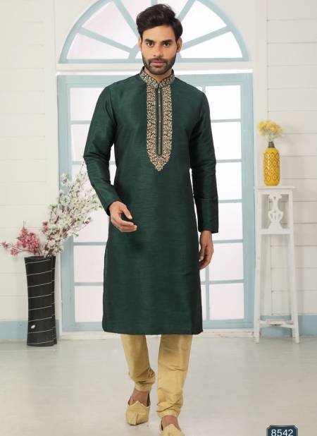 Dark Green New Party And Function Wear Traditional Art Banarasi Silk Kurta Churidar Pajama Redymade Collection 1036-8542